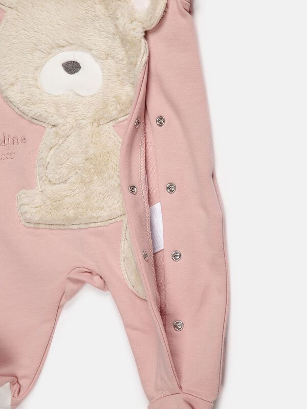 Pink Fleece Babysuit-Front Opening image number null